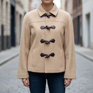 Talbots Womens 12 Pure Camel Hair Brown Short Peacoat Jacket